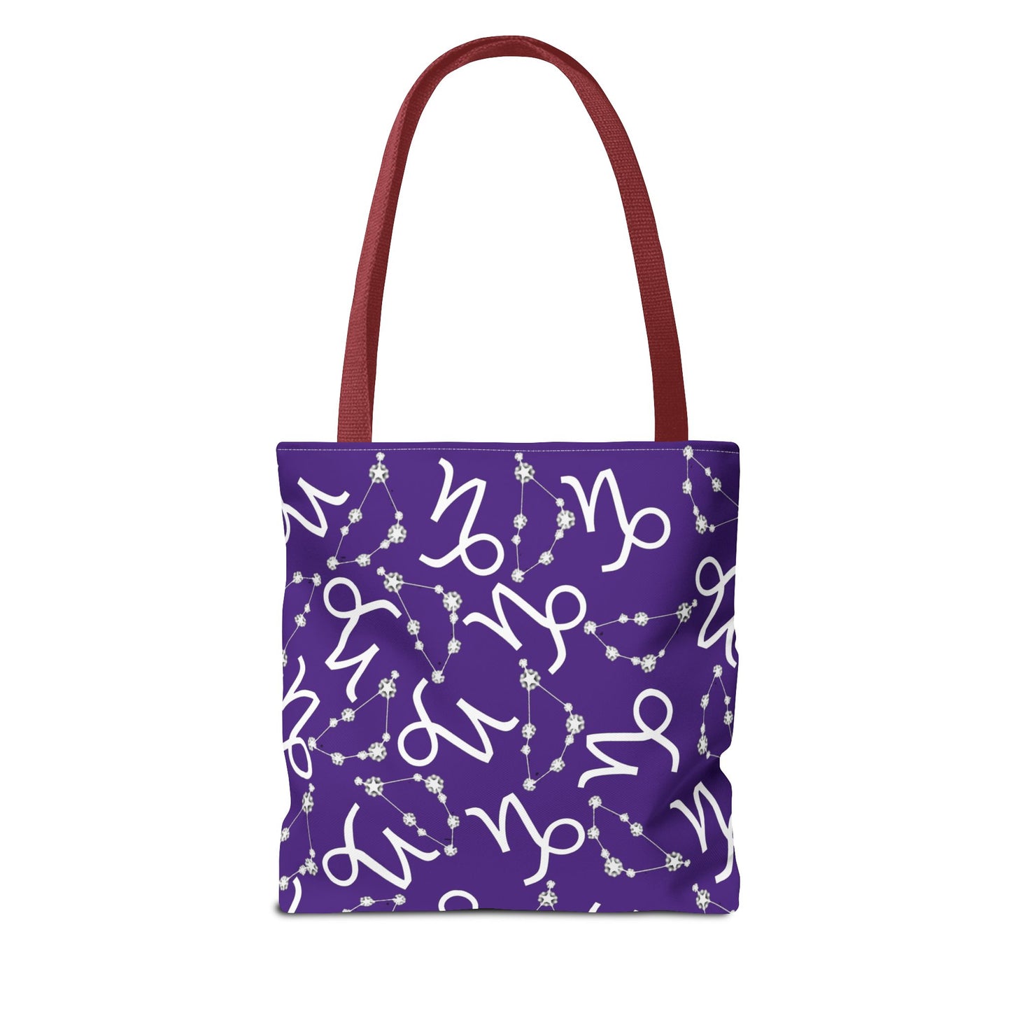 Tote Bag, Capricorn Zodiac Sign, AOP, (Purple, White)