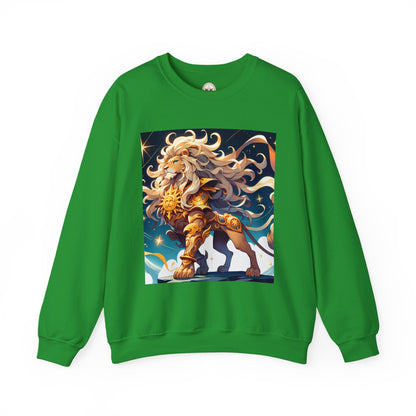 Unisex Heavy Blend™ Crewneck Sweatshirt,Cool Lion with White Hair, Leo Zodiac Design