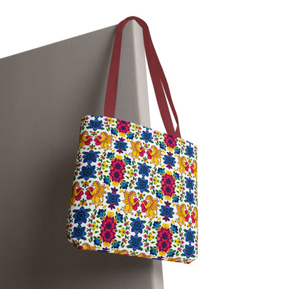 Tote Bag, (AOP), Gemini, Zodiac v6, Flower Pattern