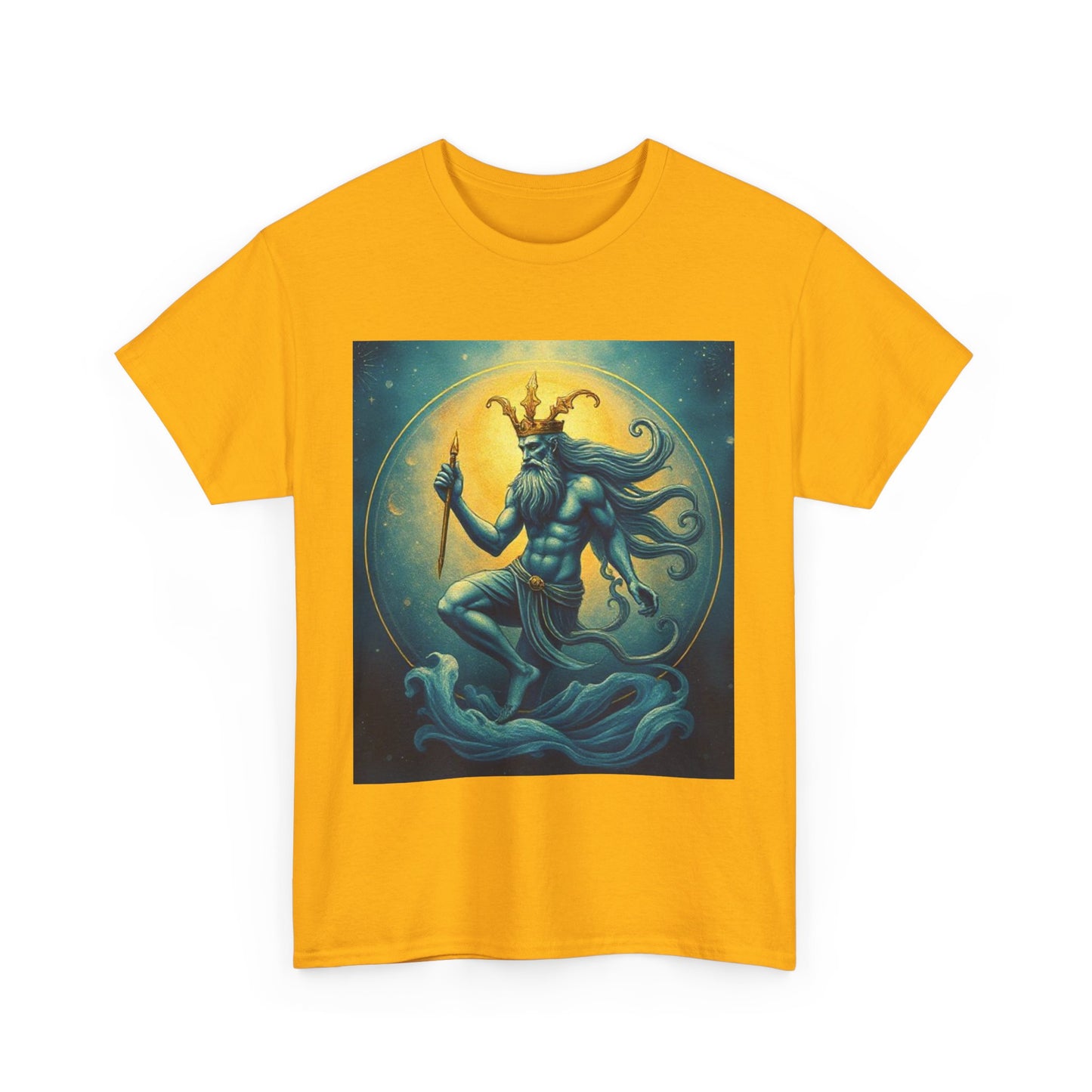 Unisex Heavy Cotton T-Shirt, Aquarius God, Zodiac Design