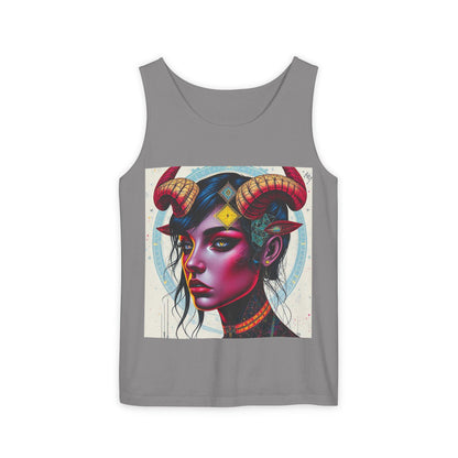 Unisex Garment-Dyed, Tank Top, Taurus Design, Pop Art v2, 100% US cotton