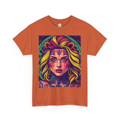 Unisex Heavy Cotton T-Shirt, Leo, Zodiac v1, Sexy Art