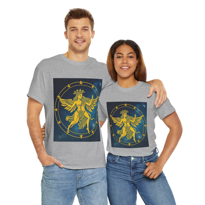 Unisex Heavy Cotton T-Shirt, Twin Angel v3, Gemini Zodiac Design