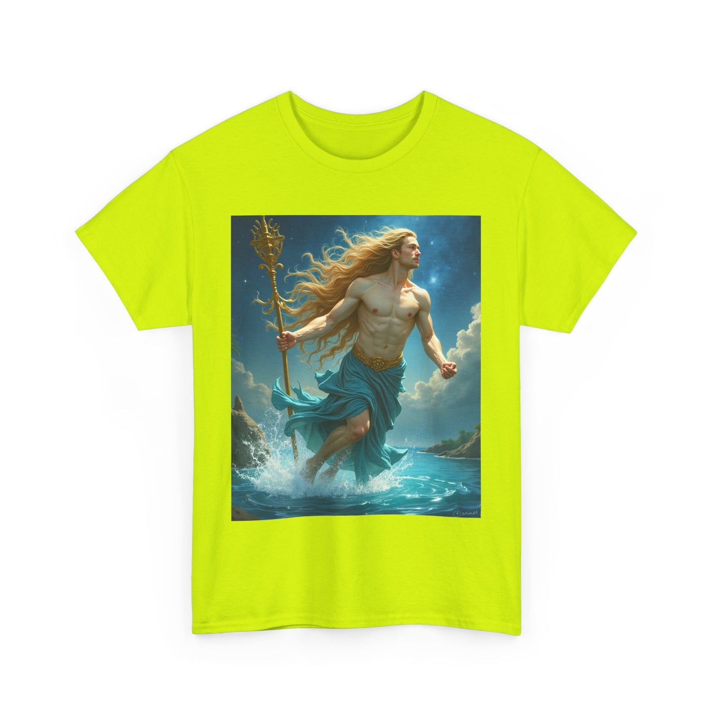 Unisex Heavy Cotton T-Shirt, Realistic, Aquarius Zodiac Design