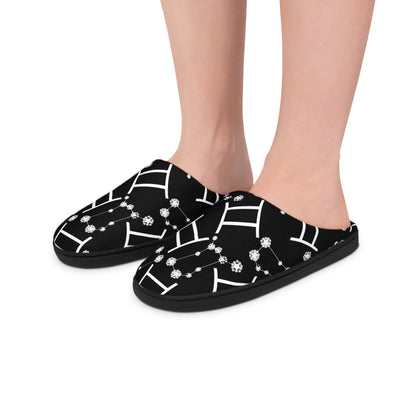 Women's Indoor Slippers, Gemini Zodiac Sign, 100% polyester, Outer-layer and lining
