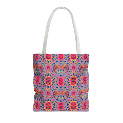 Tote Bag (AOP), Pisces, Zodiac v2, Flower Pattern