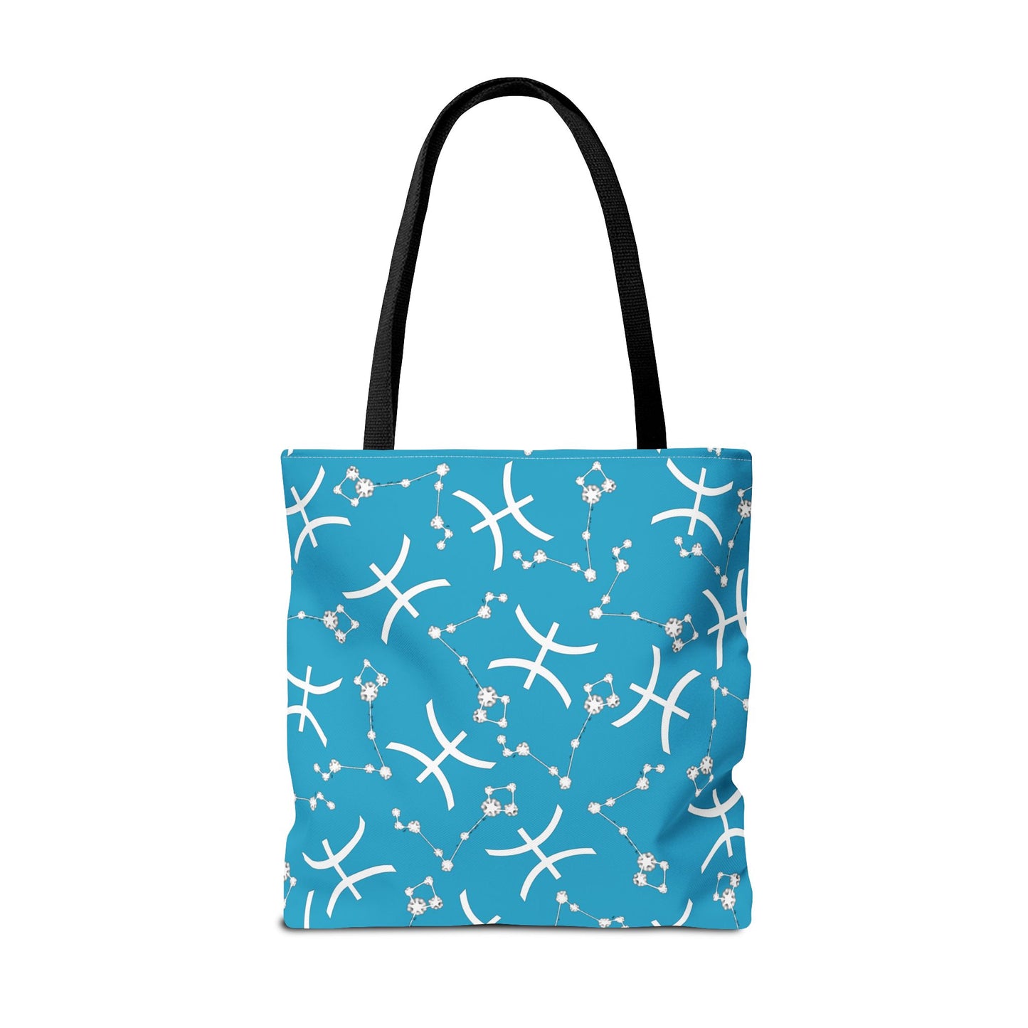 Tote Bag, Pisces Zodiac Sign, AOP, (Turquoise, White)