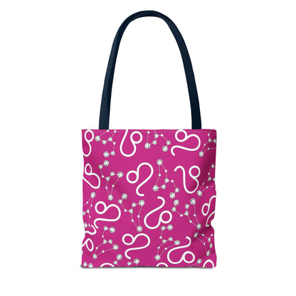 Tote Bag, Leo Zodiac Sign, AOP, (Pink, White)