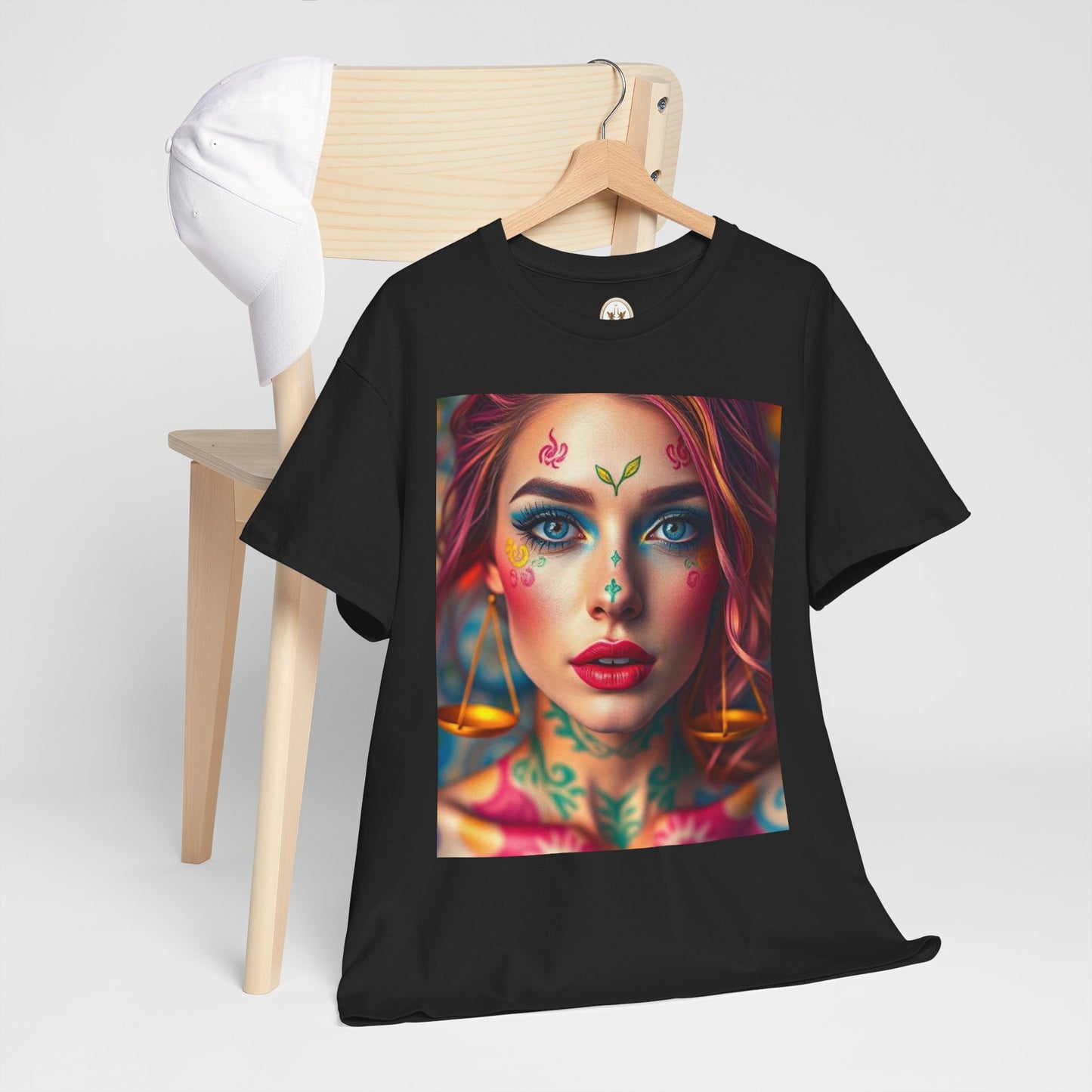 Unisex Heavy Cotton T-Shirt, Libra, Zodiac v1, Sexy Art