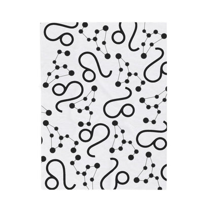 Velveteen Plush Blanket, Leo Zodiac Sign, Constellation & Symbol, White, 100% polyester