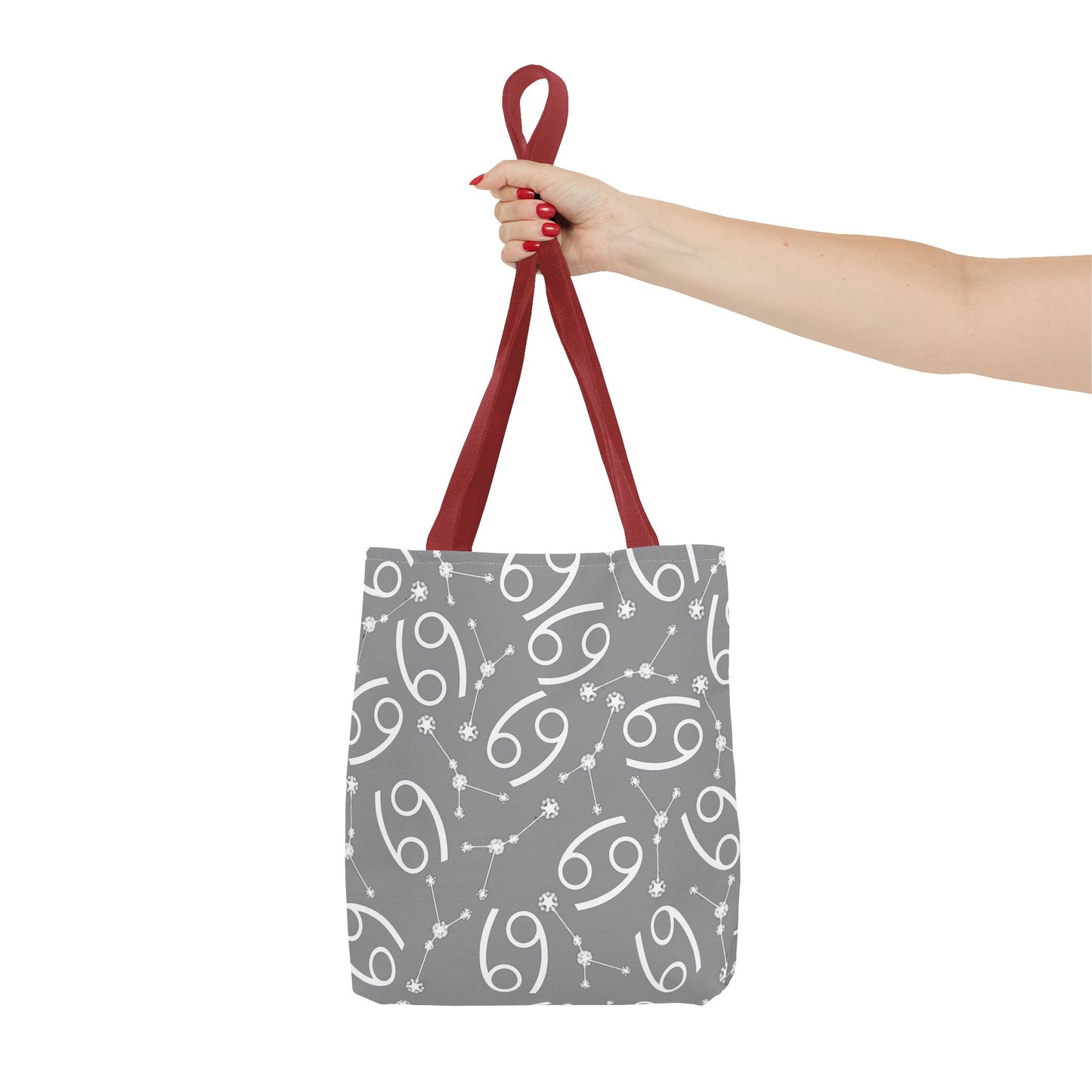 Tote Bag, Cancer Zodiac Sign, AOP, (Grey, White)