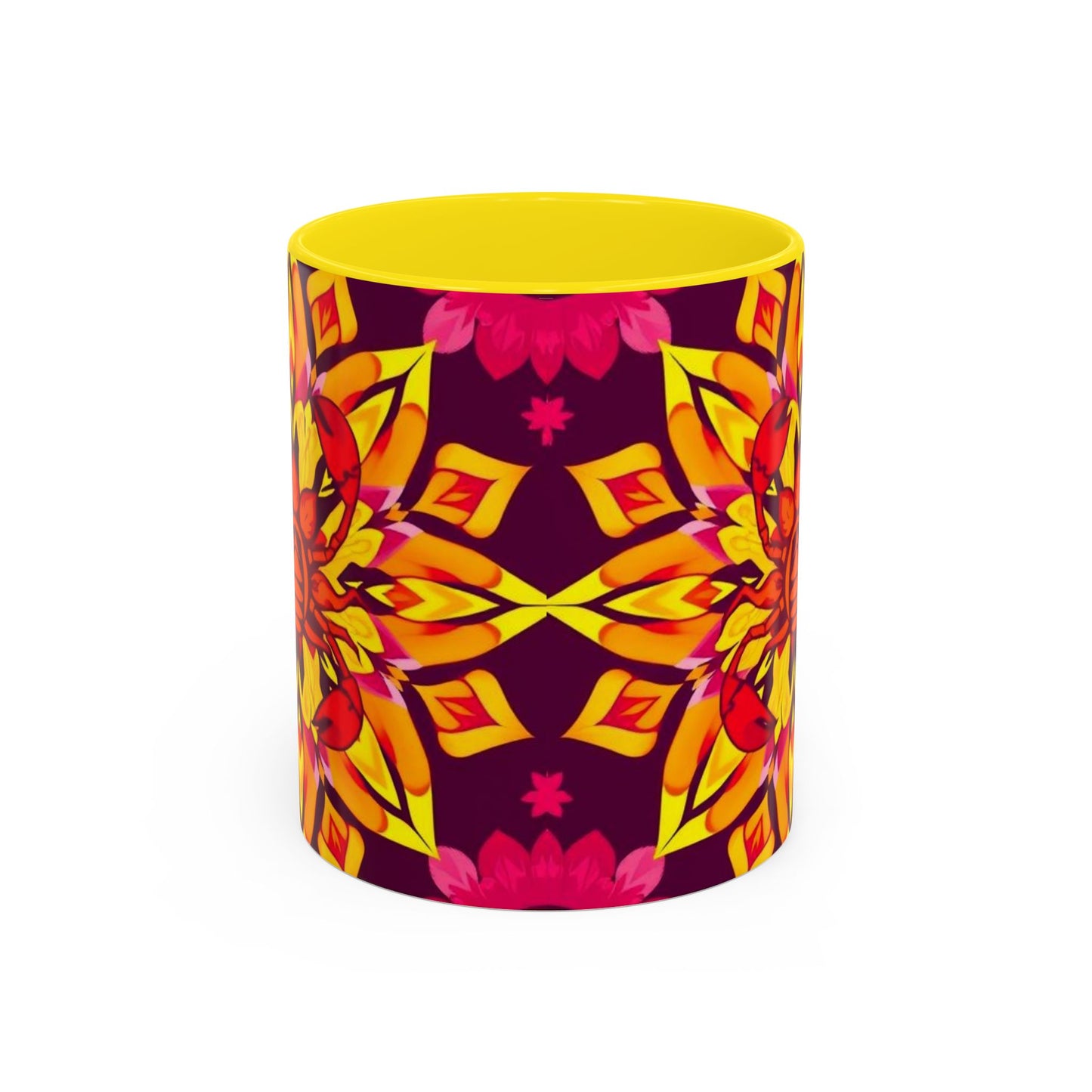 Accent Coffee Mug, Scorpio, Zodiac v1. Flower Pattern, (11, 15oz)