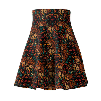 Women's Skater Skirt, (AOP), Aquarius, Zodiac v3, Sexy Pattern
