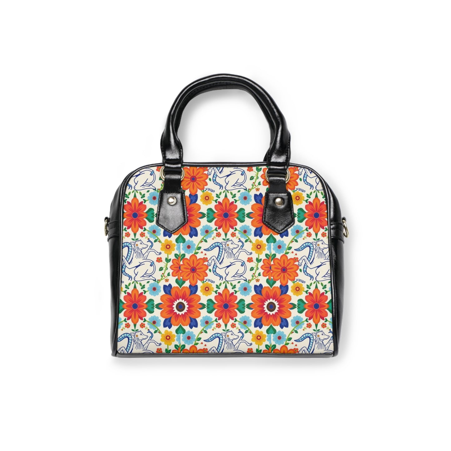 Shoulder Handbag, Virgo, Zodiac v2, Flower Pattern