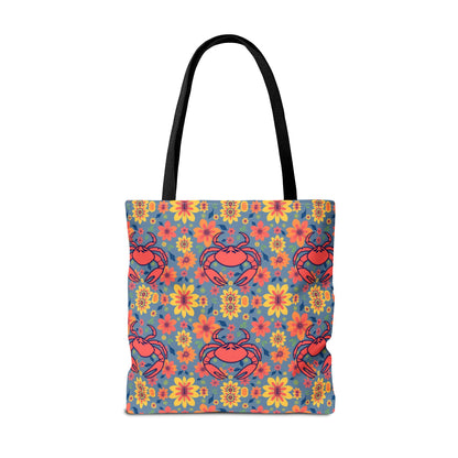 Tote Bag, (AOP), Cancer, Zodiac v3, Flower Pattern