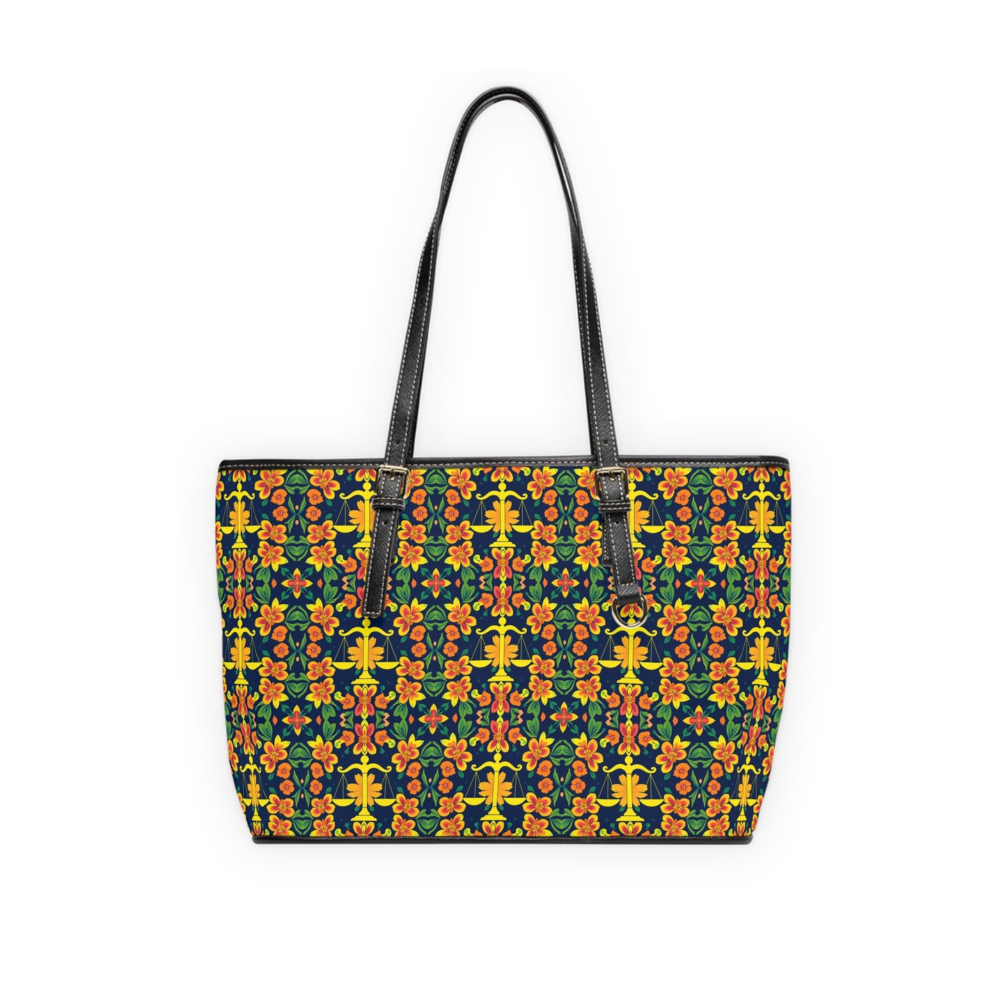 Leather Shoulder Bag, Libra, Zodiac, Flower Pattern