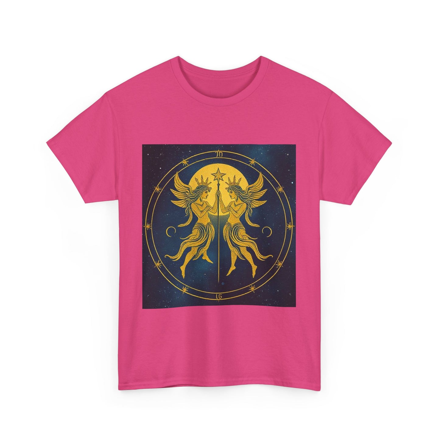 Unisex Heavy Cotton T-Shirt, Space Angel Twins v4, Gemini Zodiac Design