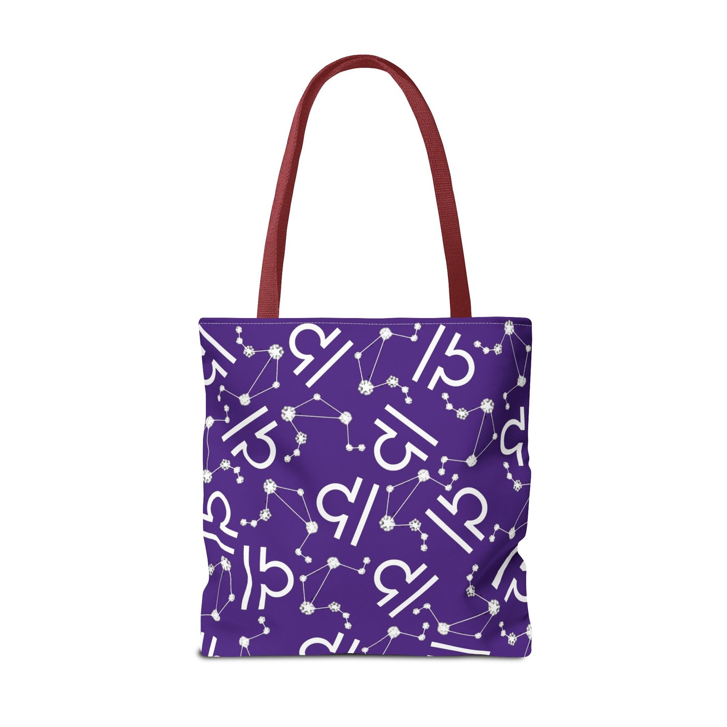 Tote Bag, Libra Zodiac Sign, AOP, (Purple, White)