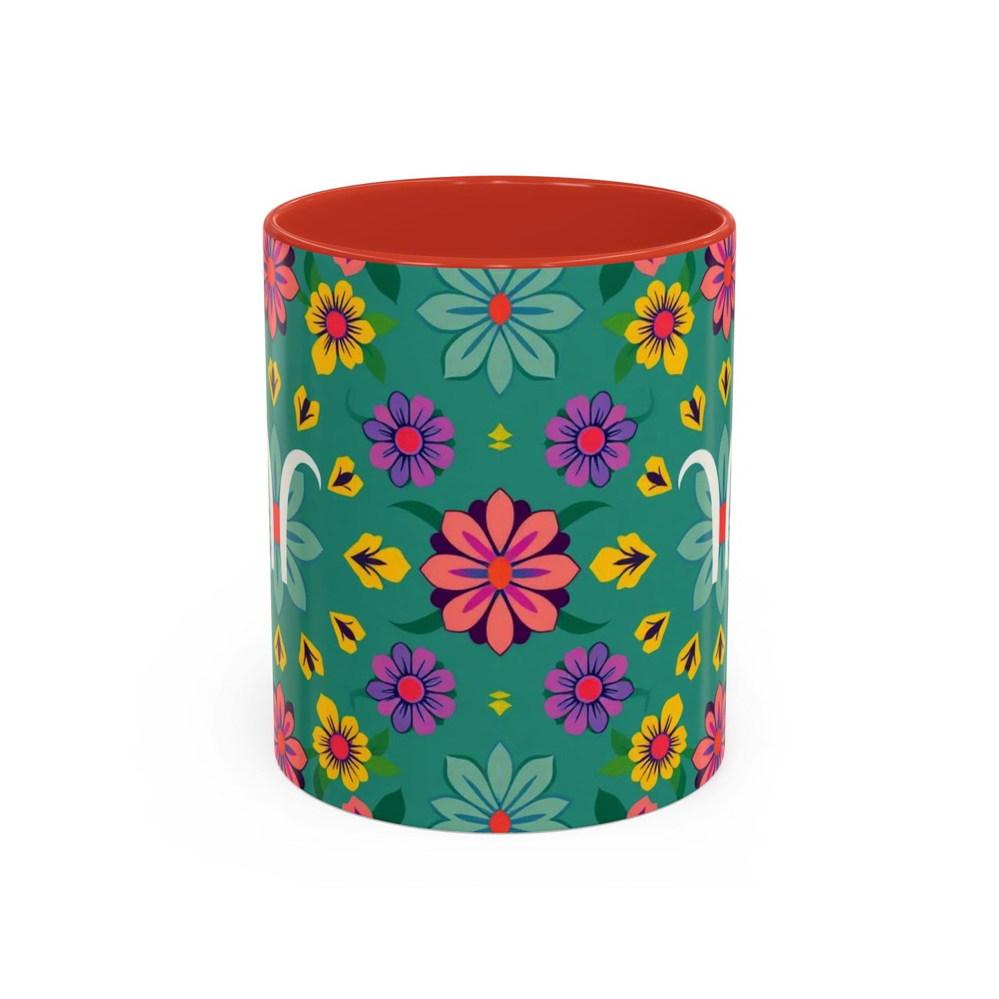 Accent Coffee Mug, Aquarius, Zodiac v3, Flower Pattern, (11, 15oz)