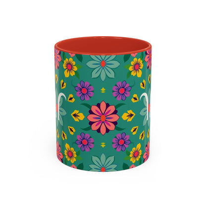 Accent Coffee Mug, Aquarius, Zodiac v3, Flower Pattern, (11, 15oz)