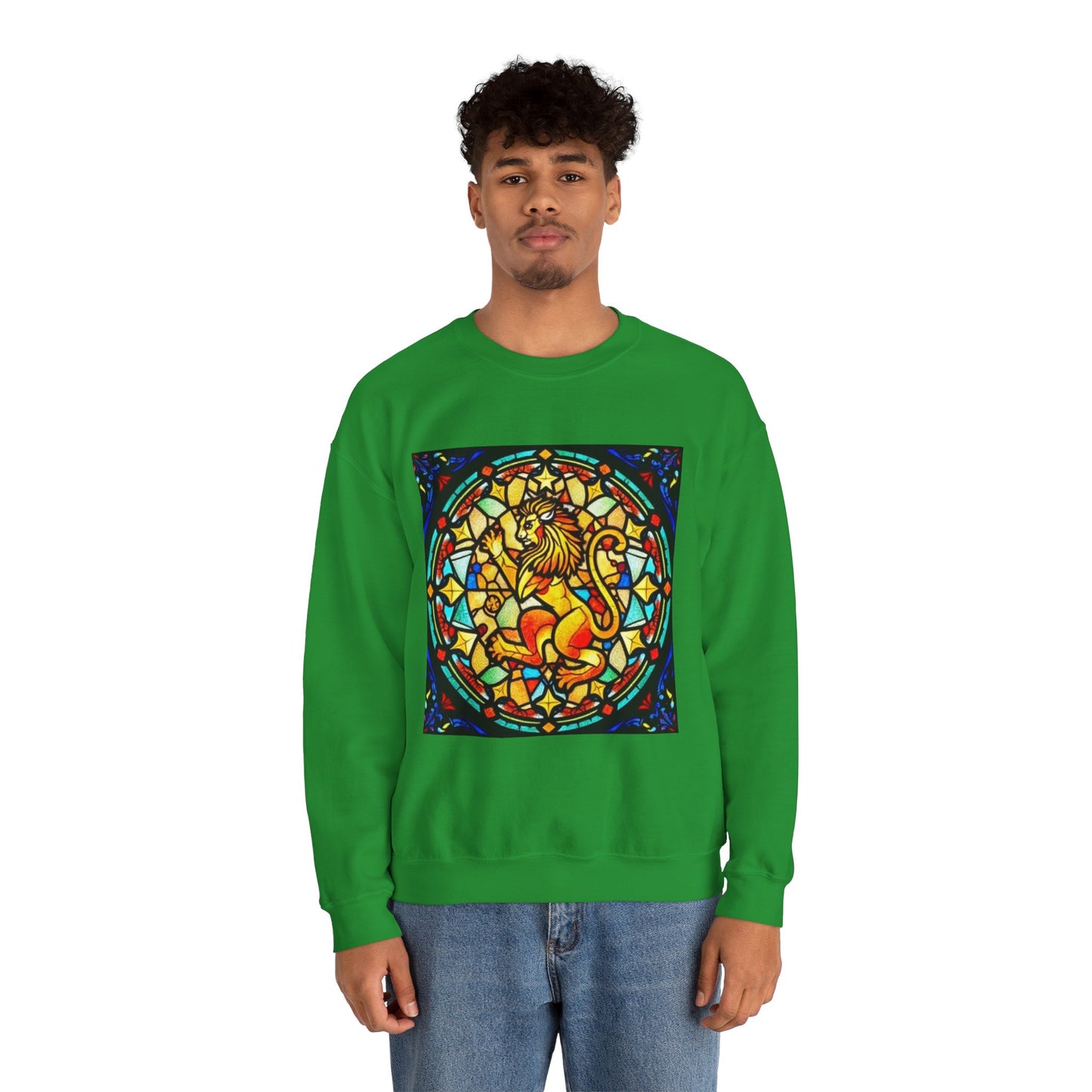 Unisex Heavy Blend™ Crewneck Sweatshirt, Glass 1, Leo Zodiac Design