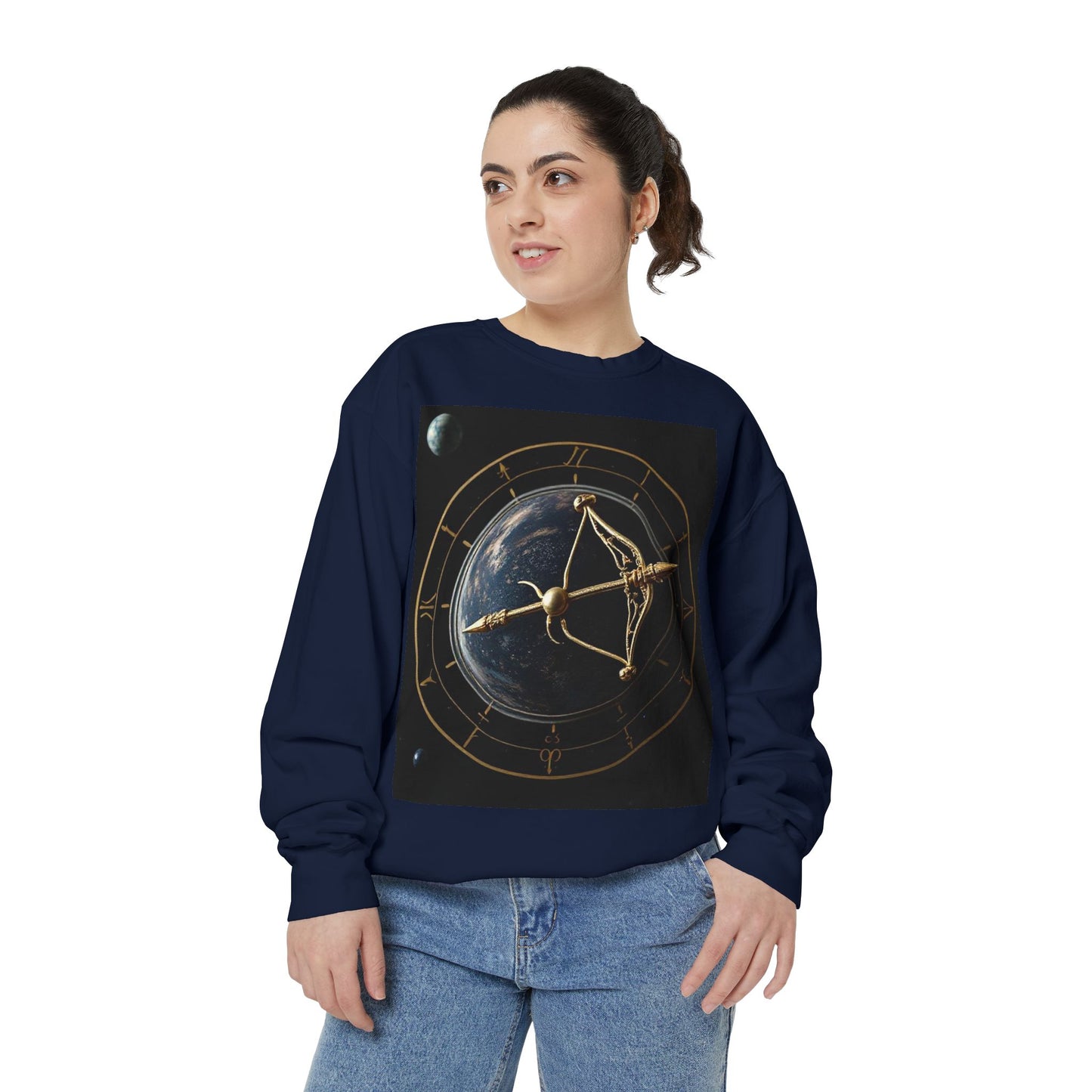 Garment-Dyed Sweatshirt, Unisex, Space Symbol Design v1, Sagittarius