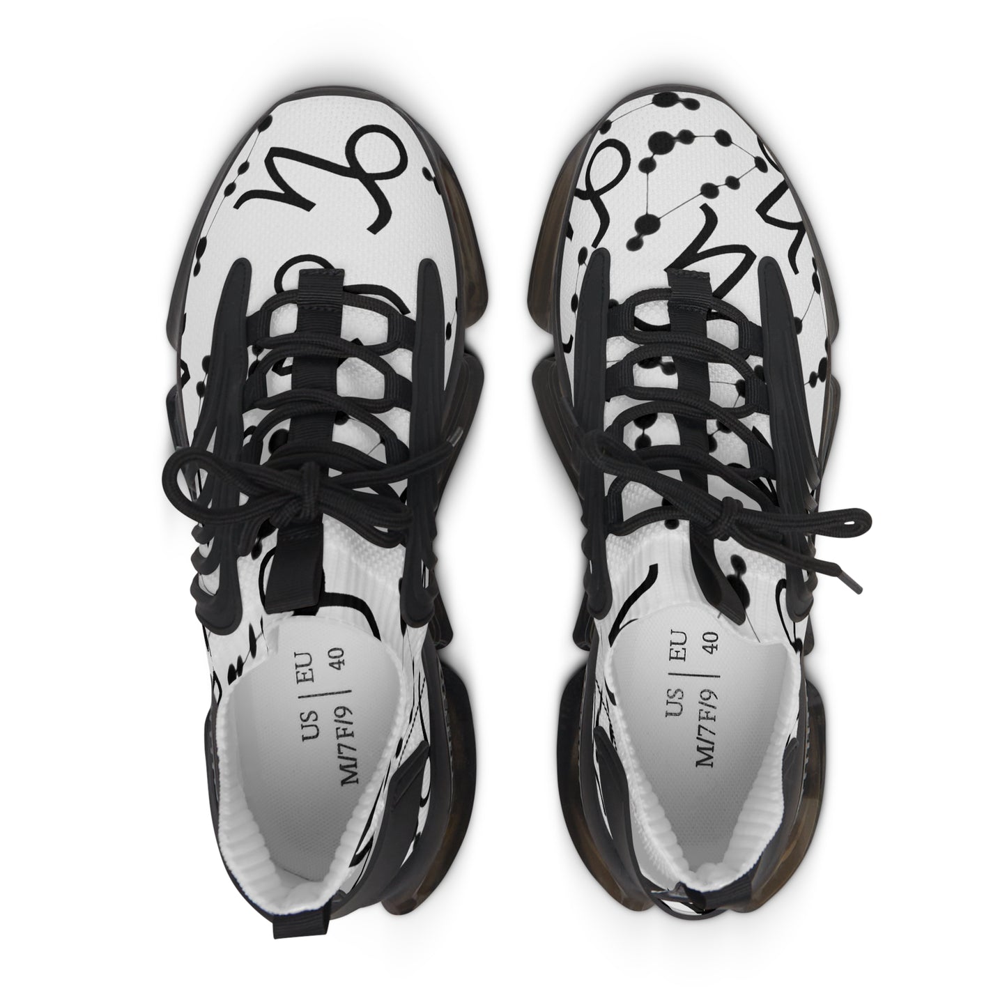 Women's Mesh Sneakers, Constellation & Symbol, Capricorn Zodiac Sign, AOP