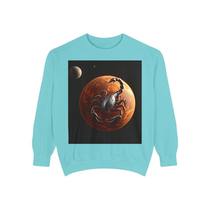 Garment-Dyed Sweatshirt, Unisex, Space Animal Design, Scorpio