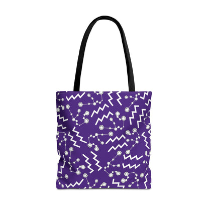 Tote Bag, Aquarius Zodiac Sign, AOP, (Purple, White)