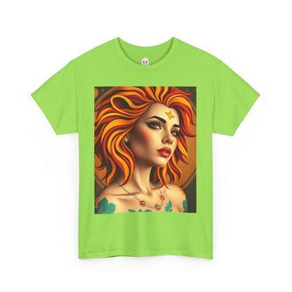 Unisex Heavy Cotton T-Shirt, Leo, Zodiac v3, Sexy Art