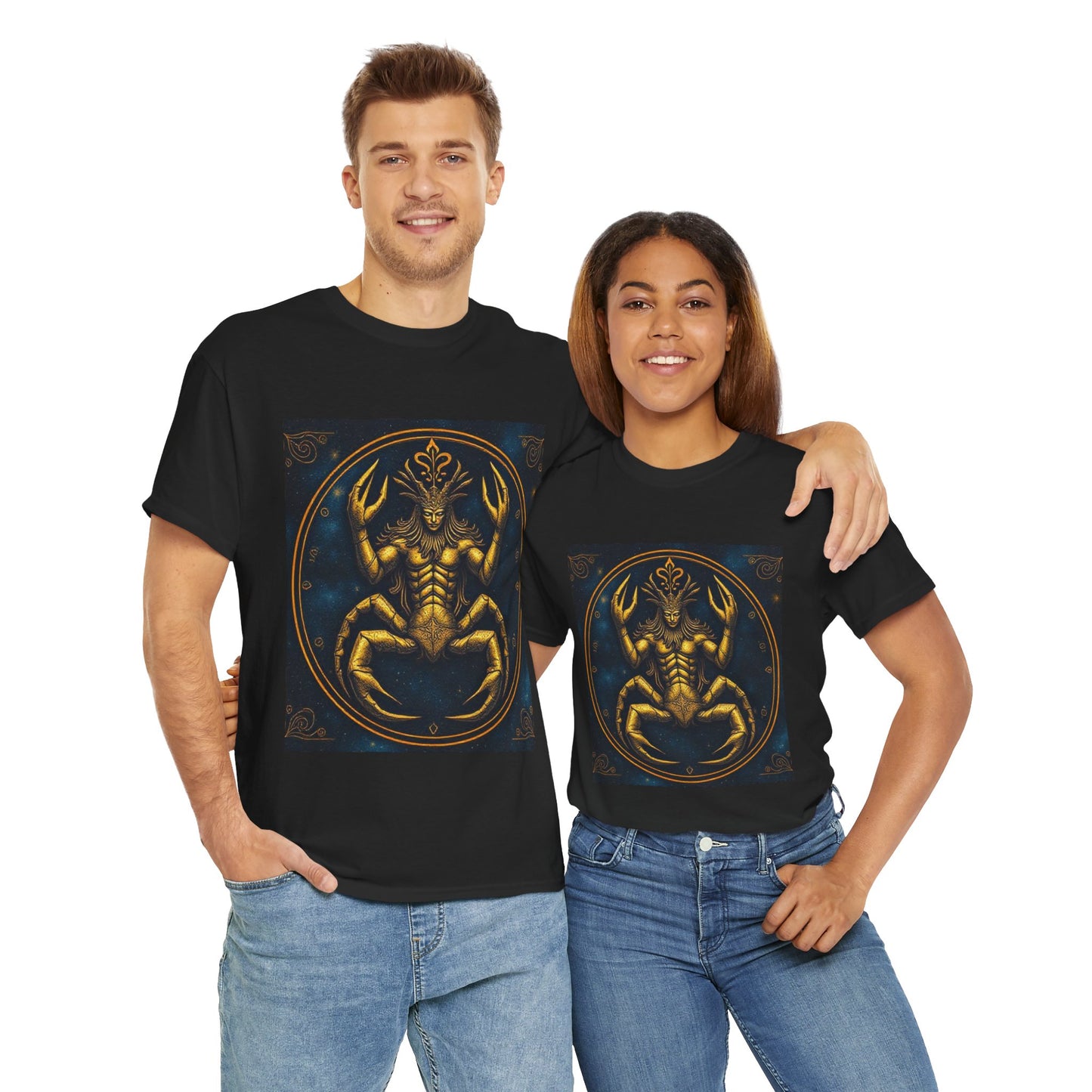 Unisex Heavy Cotton T-Shirt, Scorpion King 1v, Cancer Zodiac Design