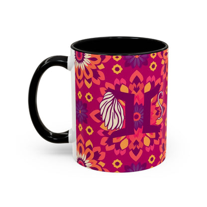 Accent Coffee Mug, Gemini, Zodiac v1, Flower Pattern, (11, 15oz)
