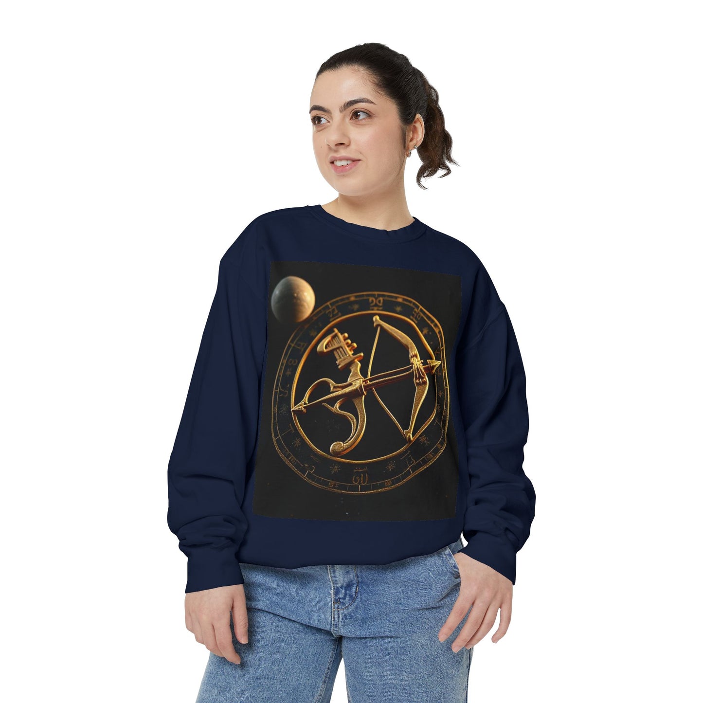 Garment-Dyed Sweatshirt, Unisex, Space Symbol Design, Sagittarius