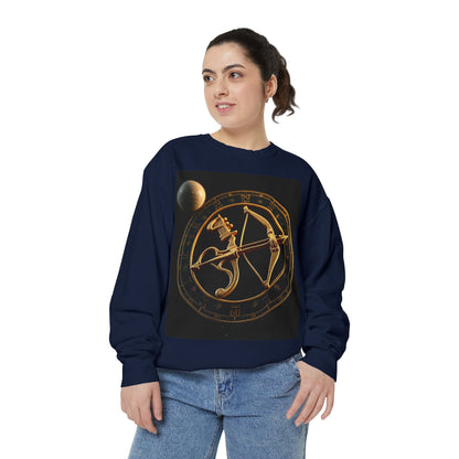 Garment-Dyed Sweatshirt, Unisex, Space Symbol Design, Sagittarius