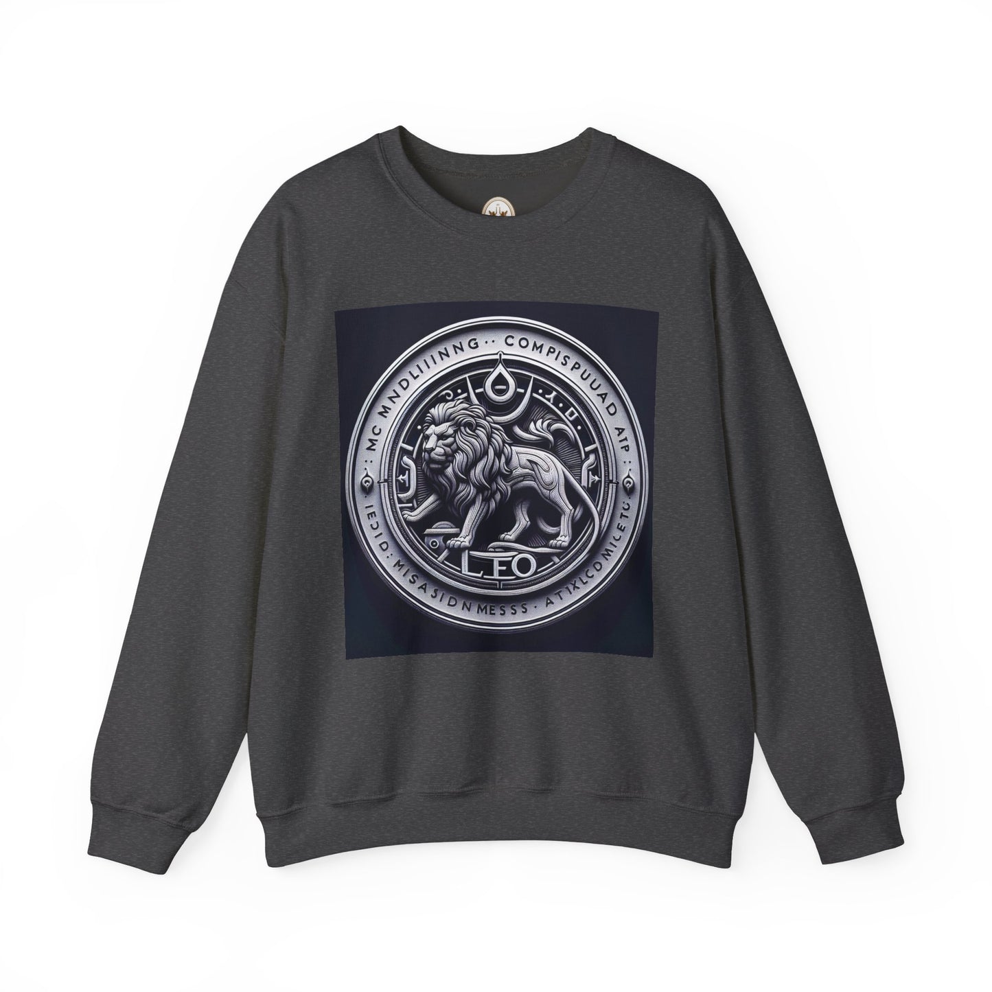 Unisex Heavy Blend™ Crewneck Sweatshirt, Lion Coin, Leo Zodiac Design