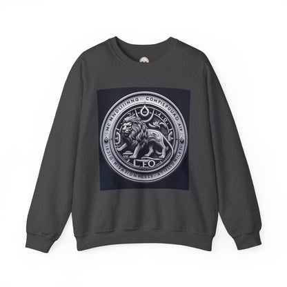 Unisex Heavy Blend™ Crewneck Sweatshirt, Lion Coin, Leo Zodiac Design