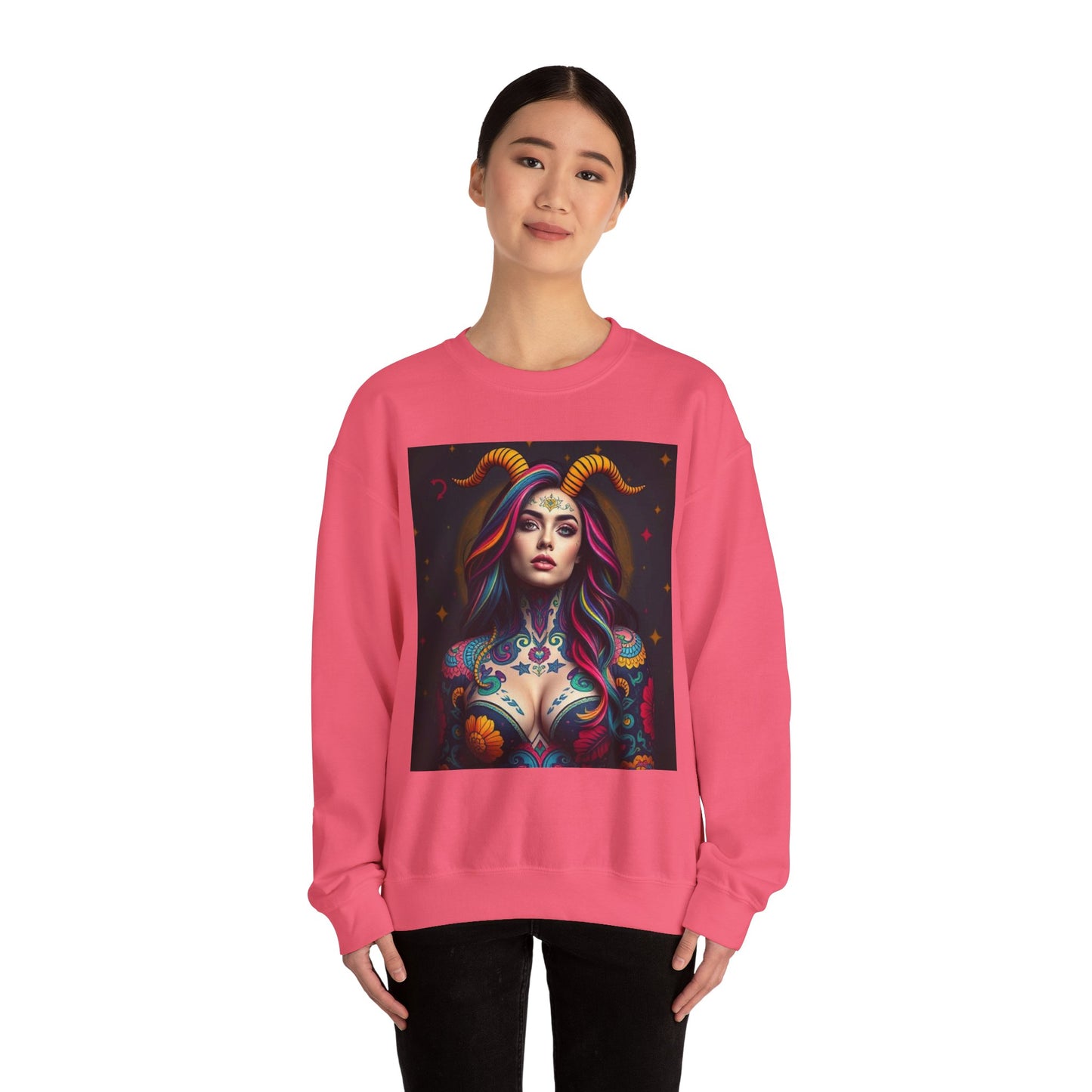 Unisex Heavy Blend™ Crewneck Sweatshirt, Capricorn, Zodiac v3, Sexy Pattern