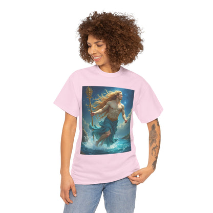 Unisex Heavy Cotton T-Shirt, Realistic, Aquarius Zodiac Design