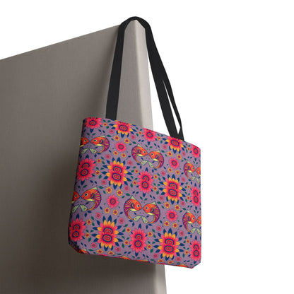 Tote Bag (AOP), Pisces, Zodiac v2, Flower Pattern