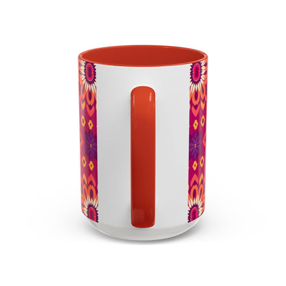 Accent Coffee Mug, Gemini, Zodiac v1, Flower Pattern, (11, 15oz)