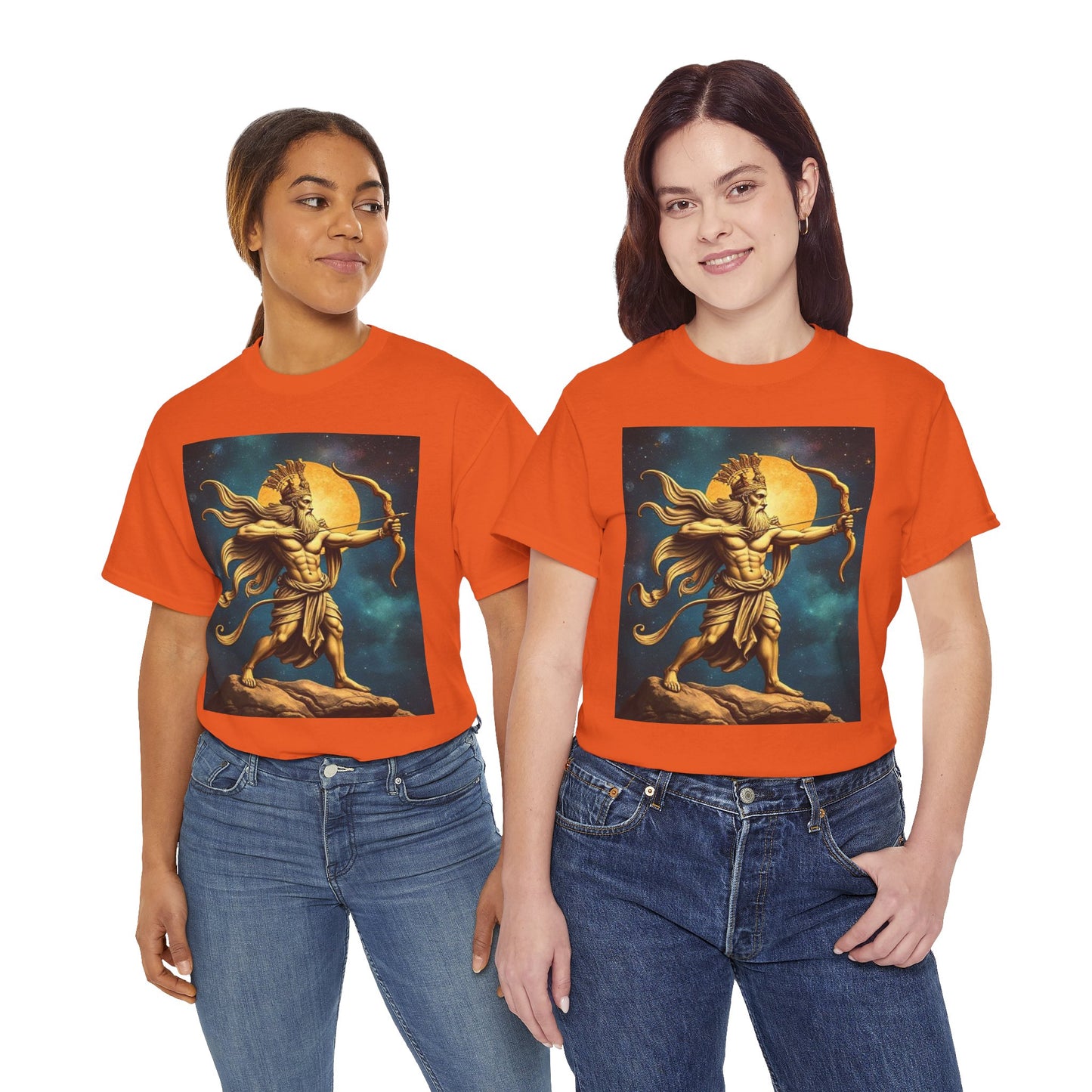 Unisex Heavy Cotton T-Shirt, Midnight Arrow v1, Sagittarius Zodiac Design