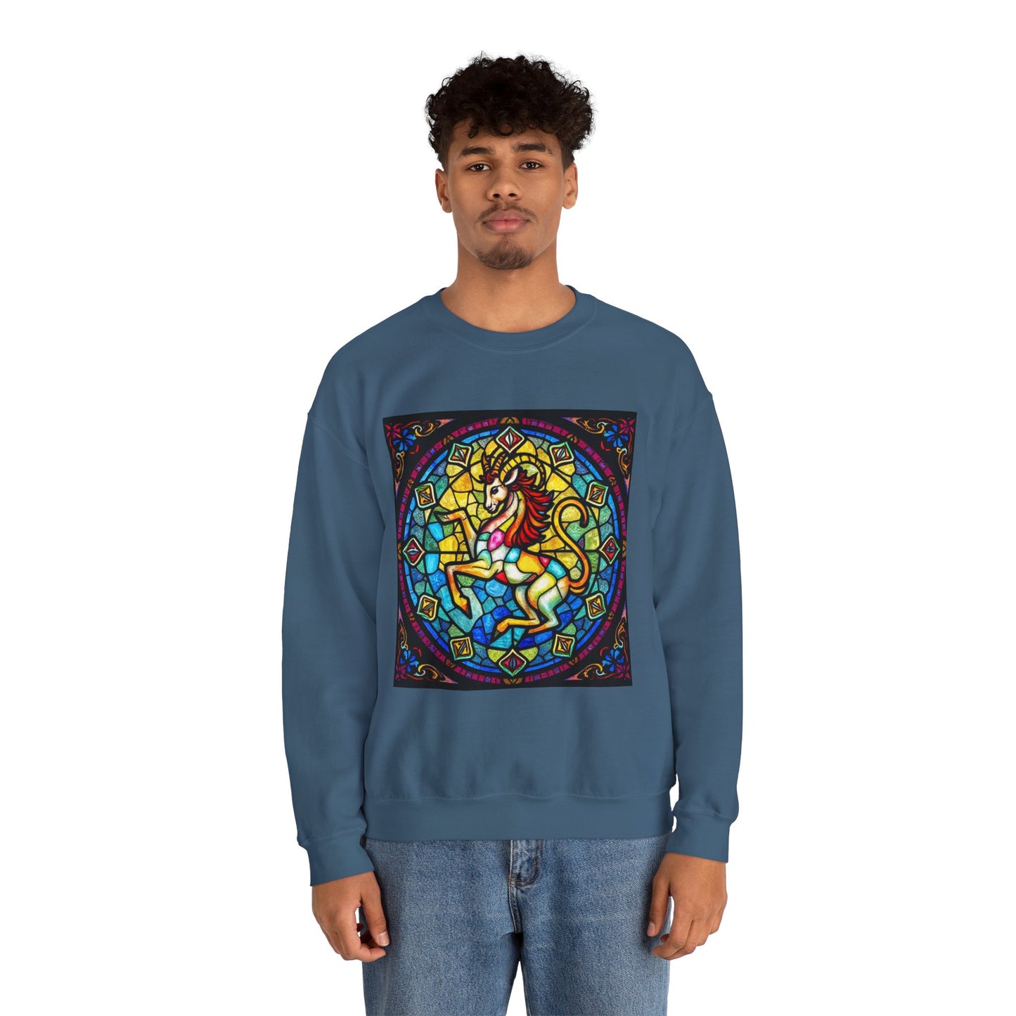 Unisex Heavy Blend™ Crewneck Sweatshirt, Glass, Capricorn Zodiac Design