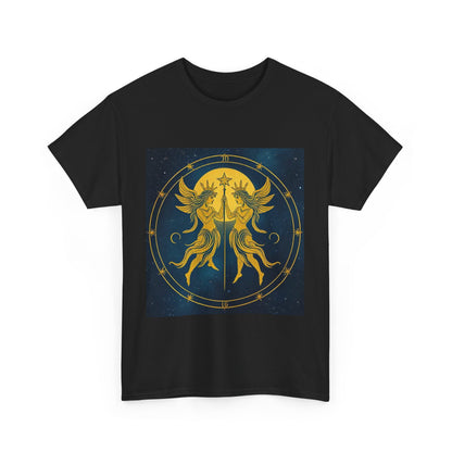 Unisex Heavy Cotton T-Shirt, Space Twins v3, Gemini Zodiac Design