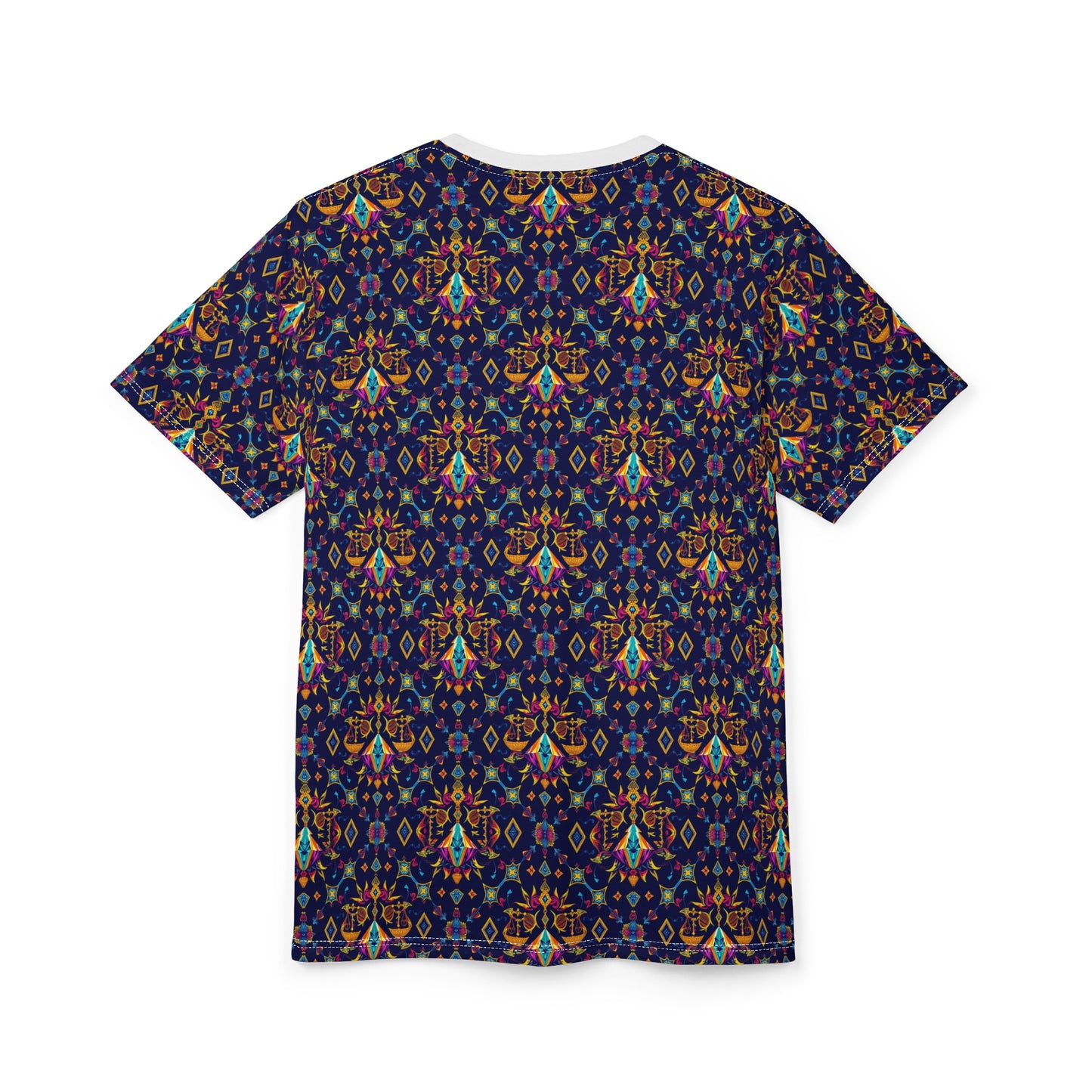 Unisex Cut & Sew T-Shirt, (AOP), Libra, Zodiac v3, Jewels Pattern