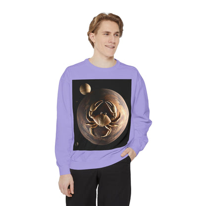 Garment-Dyed Sweatshirt, Unisex, Space Animal Design v1, Cancer
