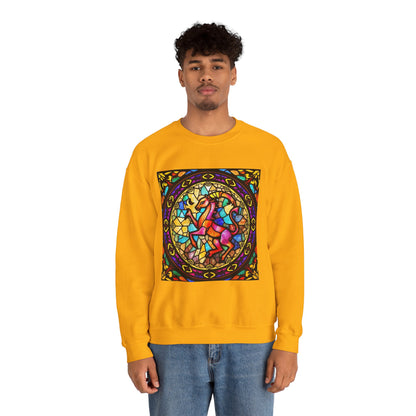 Unisex Heavy Blend™ Crewneck Sweatshirt, Glass, Aries Zodiac Design
