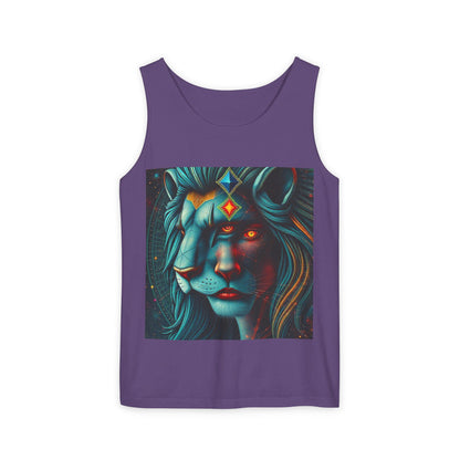 Unisex Garment-Dyed, Tank Top, Leo, Pop Art, 100% US cotton