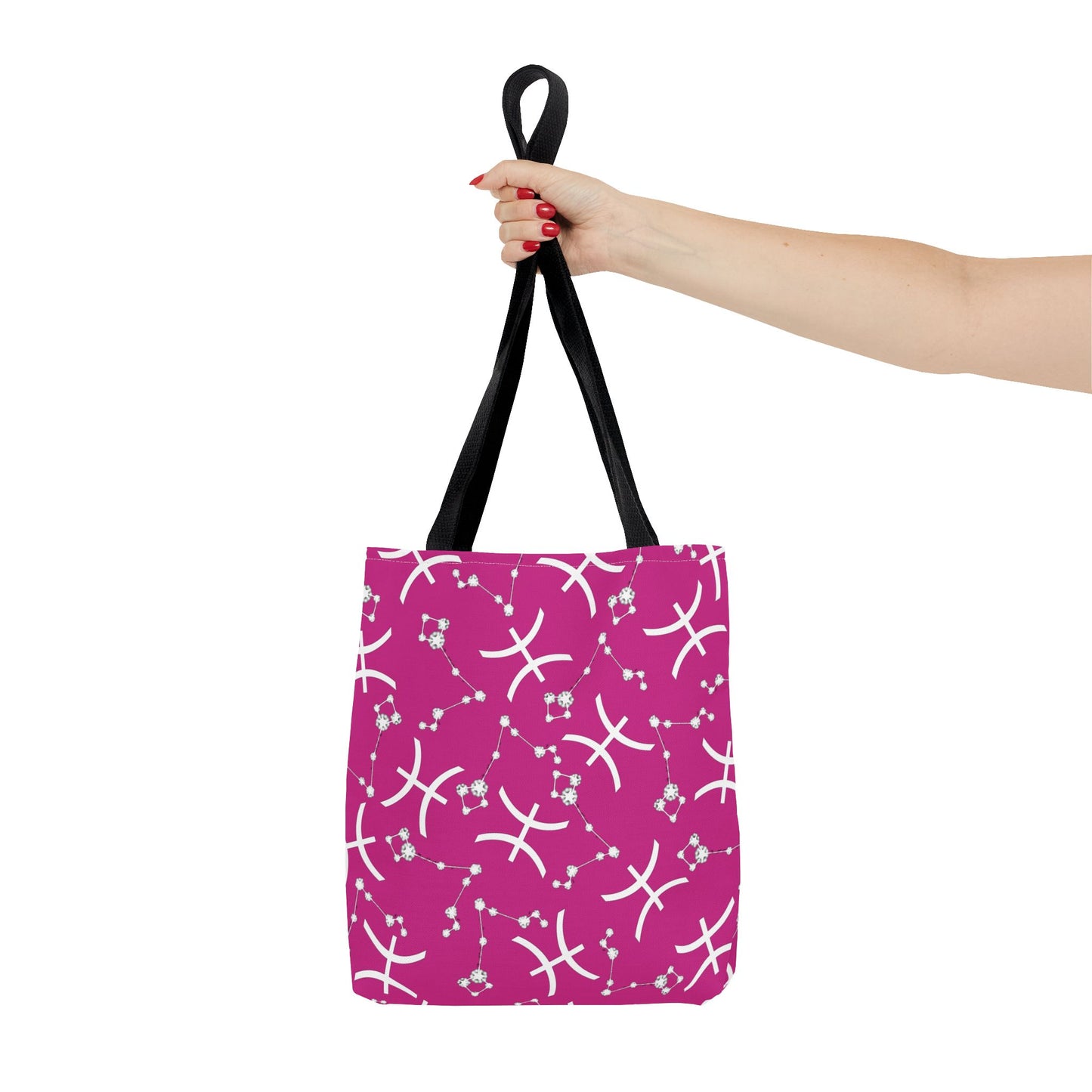 Tote Bag, Pisces Zodiac Sign, AOP, (Pink, White)