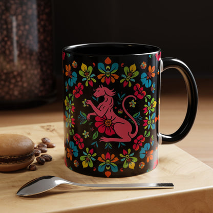 Accent Coffee Mug, Zodiac. Virgo, Flower Pattern, (11, 15oz)