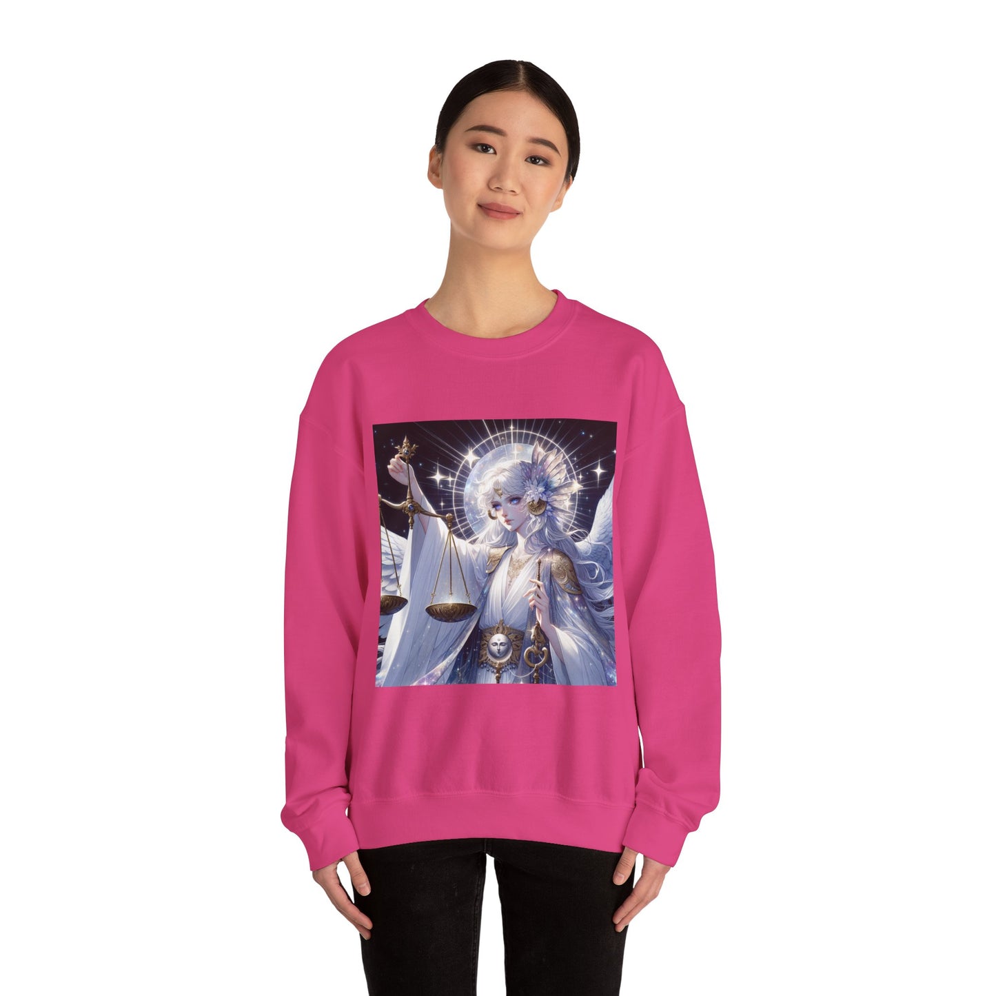 Unisex Heavy Blend™ Crewneck Sweatshirt,anime angel, Libra Zodiac Design